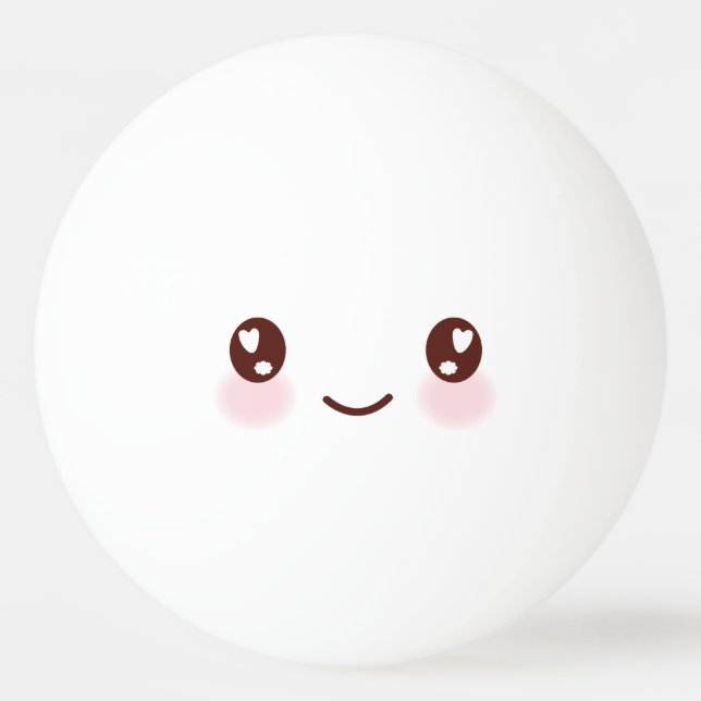 Kawaii Cute Funny Face. Emoji. Emoticon. Ping-Pong Ball (Front)