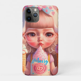 Kawaii cute girl with ice creams      iPhone 11 pro case