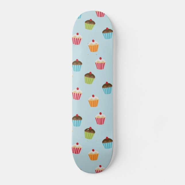 Kawaii cute girly cupcake cupcakes foodie pattern skateboard deck (Front)
