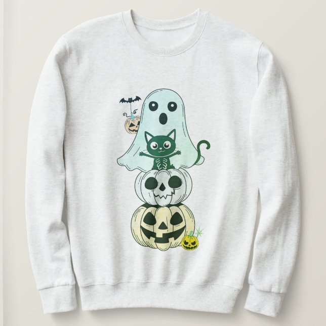 Kawaii Cute Halloween Characters Sweatshirt (Design Front)