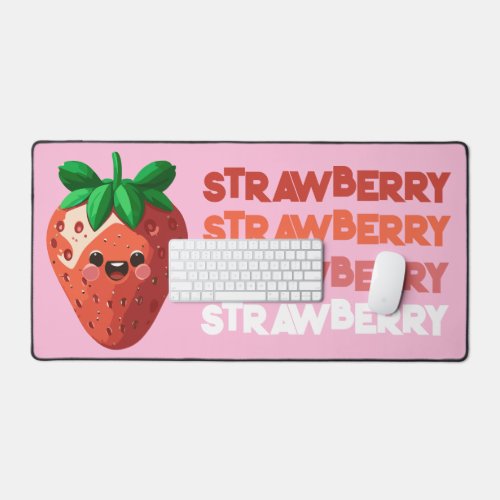 Kawaii Cute Happy Strawberry Pop Style Desk Mat