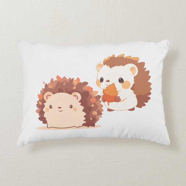 Kawaii Cute Hedgehog Accent Pillow,Autumn Accent Pillow (Front)