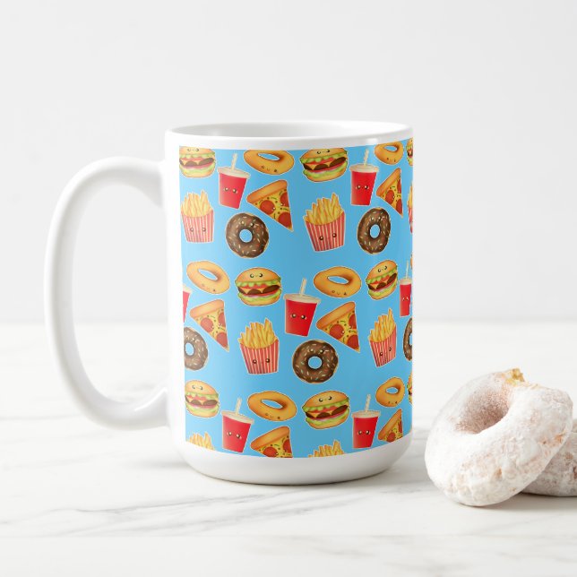Kawaii Cute Junk Food  Coffee Mug (With Donut)