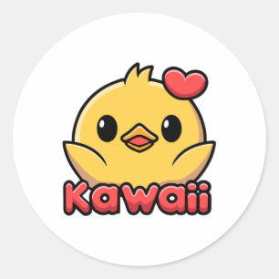 Kawaii! Cute Kawaii Baby Chick Cartoon Classic Round Sticker
