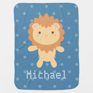 Kawaii Cute King of the Jungle Cartoon Lion Boy Baby Blanket