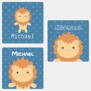 Kawaii Cute King of the Jungle Cartoon Lion Boy Kids' Labels