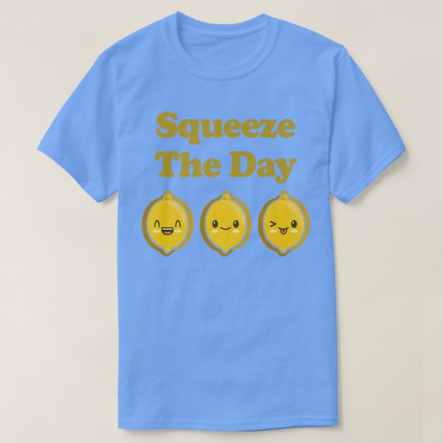 Kawaii Cute Lemons Squeeze The Day Funny Fruit Foo T-Shirt (Design Front)