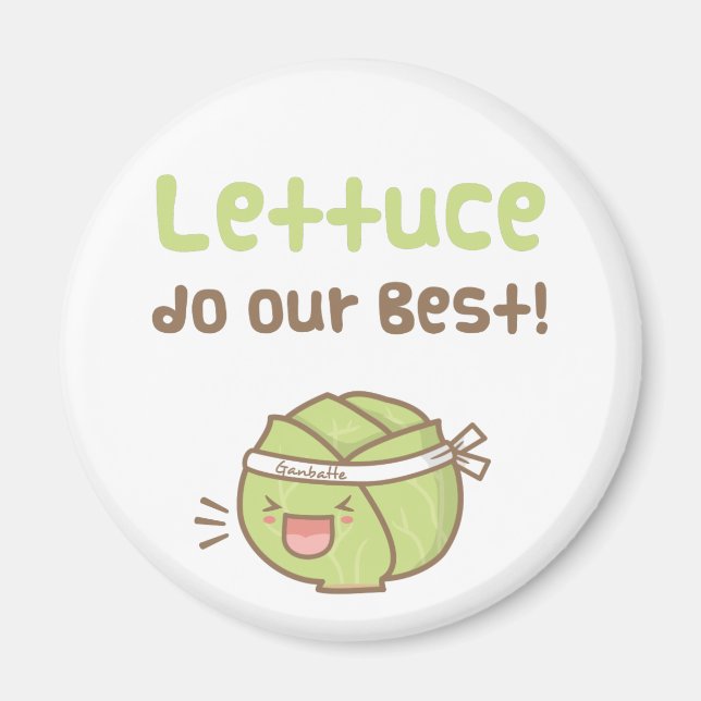 Kawaii Cute Lettuce Do Our Best Food Pun Humor Magnet (Front)