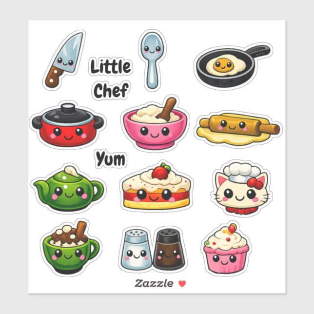 Kawaii Cute Little Chef Student Reward Stickers (Sheet)