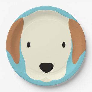 Kawaii Cute Little Puppy Dog. Paper Plates