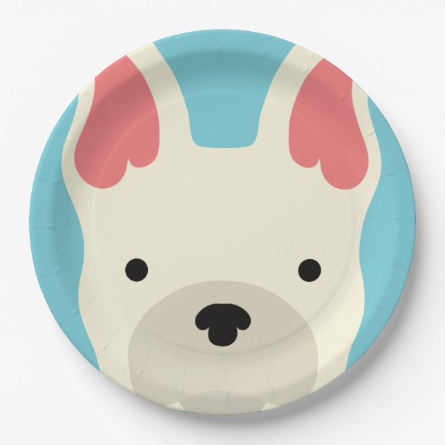 Kawaii Cute Little Puppy Dog. Paper Plates (Front)