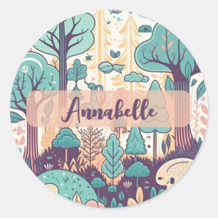 Kawaii Cute Magical Forest Personalized  Classic Round Sticker