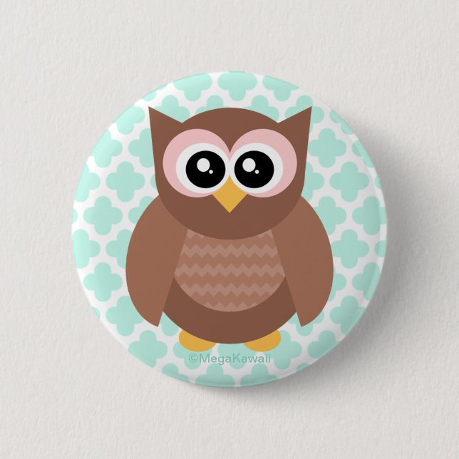 Kawaii Cute Owl Button (Front)