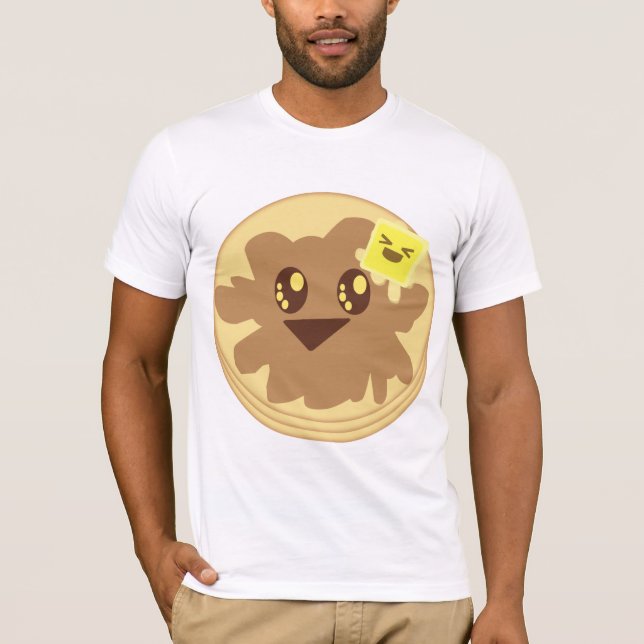 Kawaii Cute Pancakes Cartoon T-Shirt (Front)