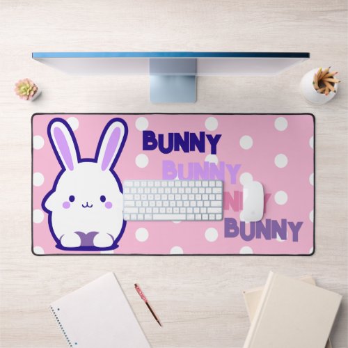 Kawaii Cute Pastel Bunny Pop Style Polka Dot Desk Mat