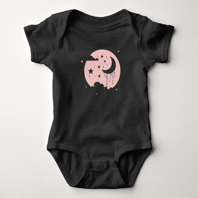 Kawaii Cute Pastel Goth Moon Baby Bodysuit (Front)