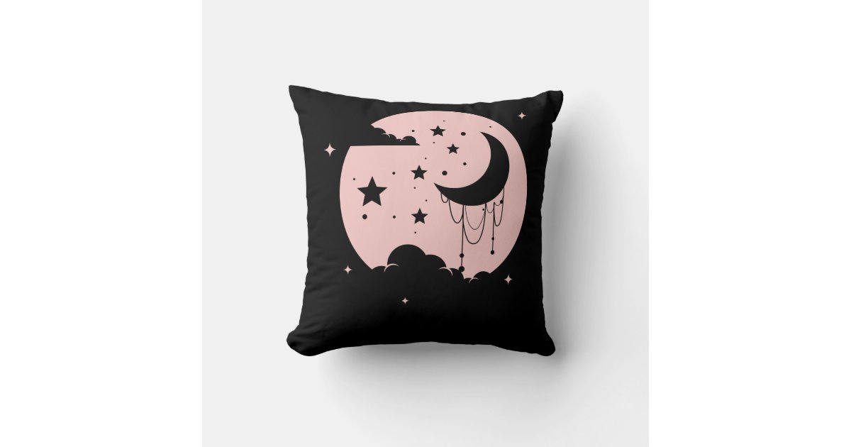 Kawaii Cute Pastel Goth Moon Throw Pillow, Zazzle