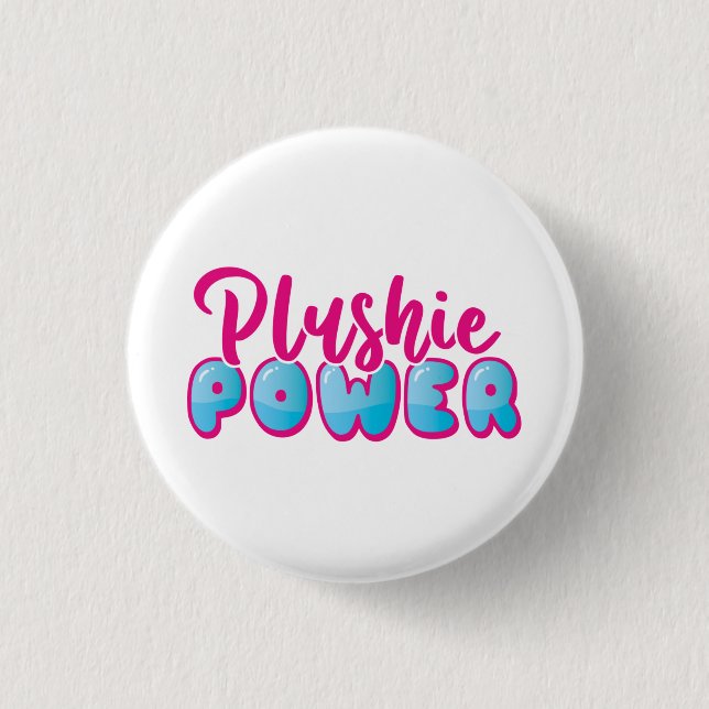 Kawaii Cute Pink Blue Plushie Power Button (Front)