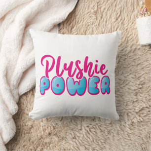Kawaii Cute Pink Blue Plushie Power Throw Pillow