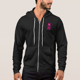 Kawaii Cute Pink Guillotine Men's Black Zip Hoodie