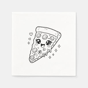 Kawaii cute pizza slice coloring napkins