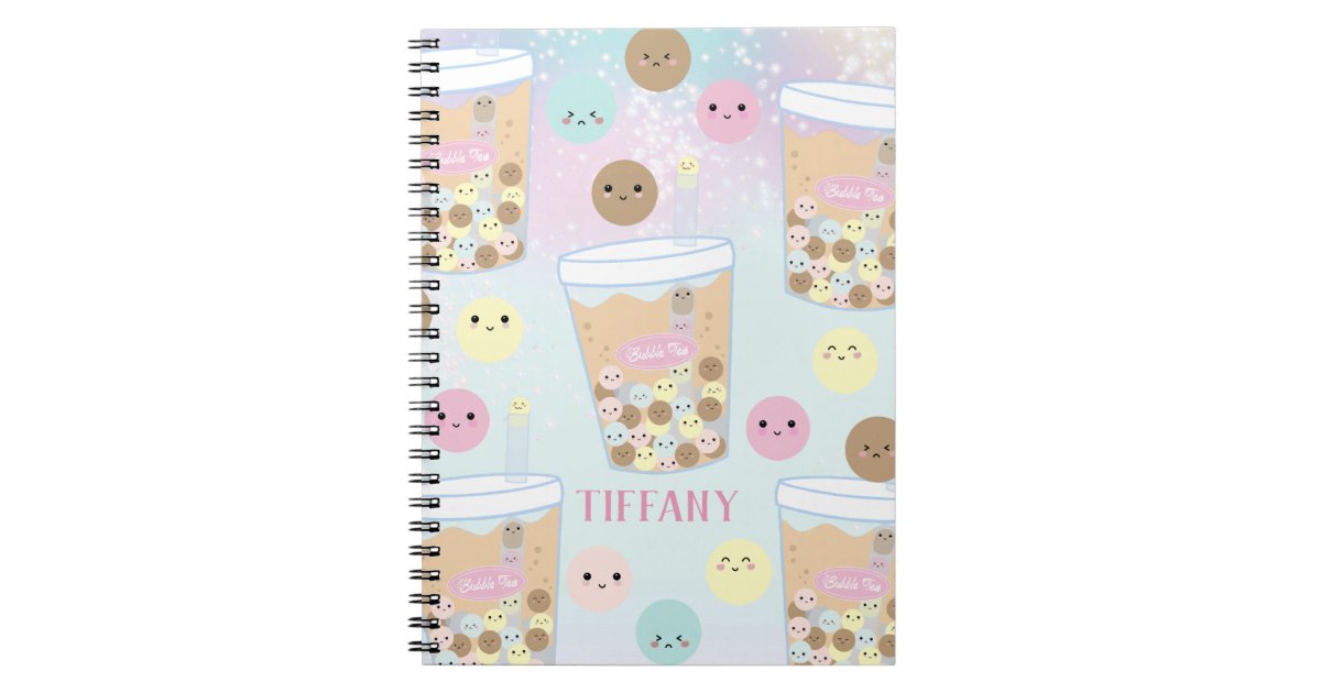 Pastel Kawaii Spiral Notebook Cute Rabbit, Milk, Bubble Tea