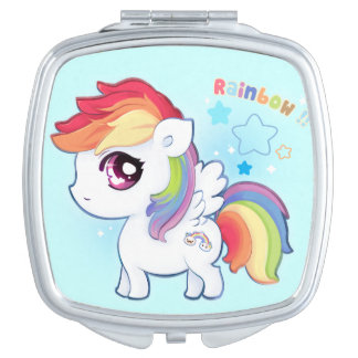 Kawaii cute rainbow pony vanity mirror