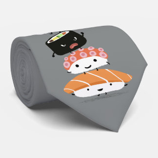 Kawaii Cute Sashimi Sushi Characters | Sushi Chef Neck Tie