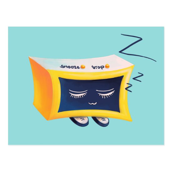 Kawaii Cute Sleeping Alarm Clock Character Postcard