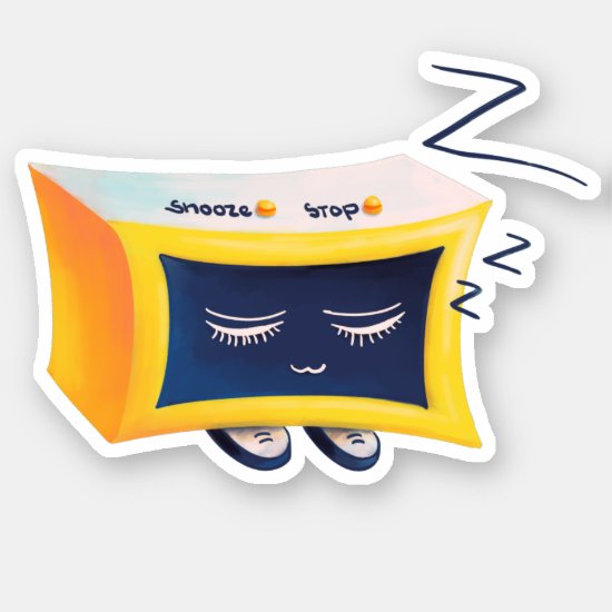 Kawaii Cute Sleeping Alarm Clock Character Sticker
