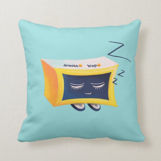 Kawaii Cute Sleeping Alarm Clock Character Throw Pillow