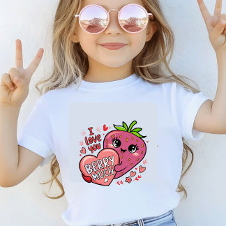 Kawaii Cute Strawberry Graphic Pink Hearts T-Shirt