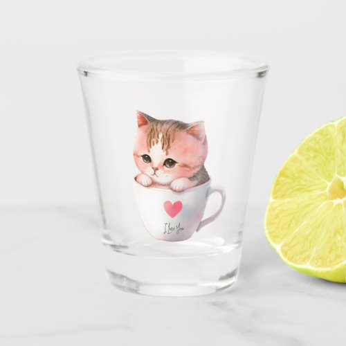 Kawaii Cute Striped Pink Chibi Cat Shot Glass