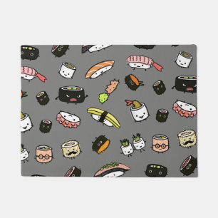Kawaii Cute Sushi Characters Pattern Doormat