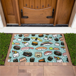 Kawaii Cute Sushi Characters PatternED Doormat