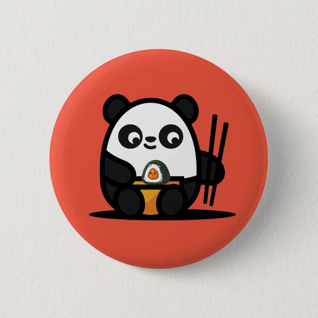 Kawaii Cute Sushi Panda  Button (Front)
