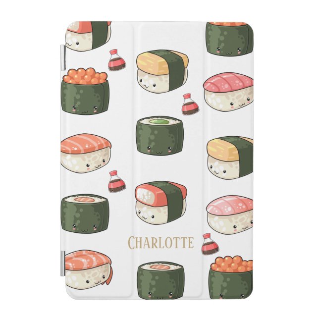 Kawaii Cute Sushi Roll Nigiri Mini Hardshell iPad Mini Cover (Front)
