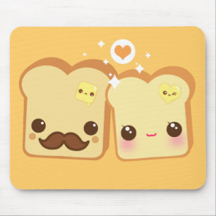 Kawaii cute toasts couple mouse pad