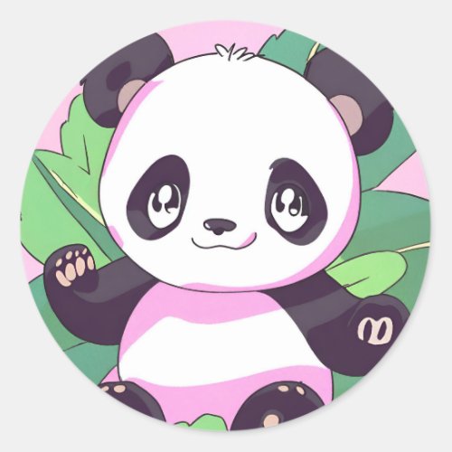 Kawaii Cute tropical panda bear sweet funny animal Classic Round Sticker