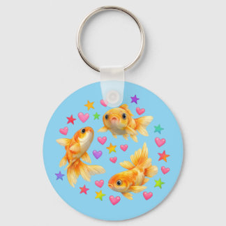 kawaii cute y2k rainbow goldfish keychain