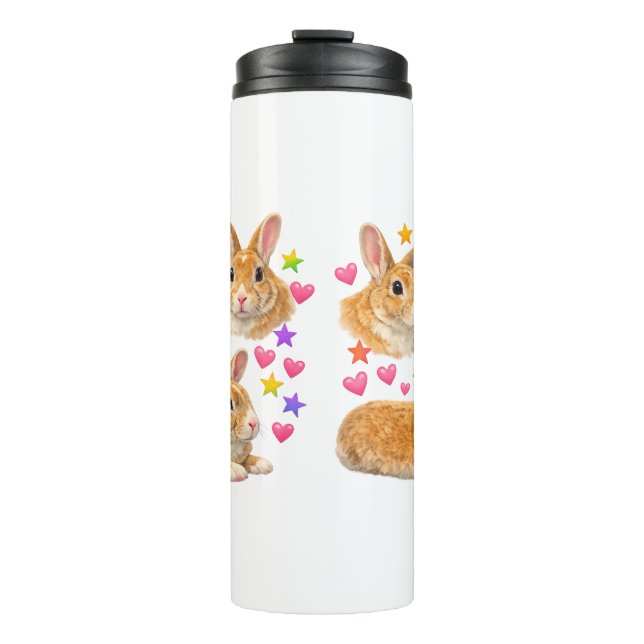 kawaii cute y2k rainbow rabbit bunny thermal tumbler (Front)