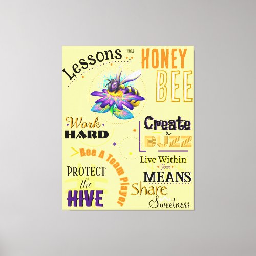 Kawaii Cute Yellow Lessons From a Honey Bee  Canvas Print
