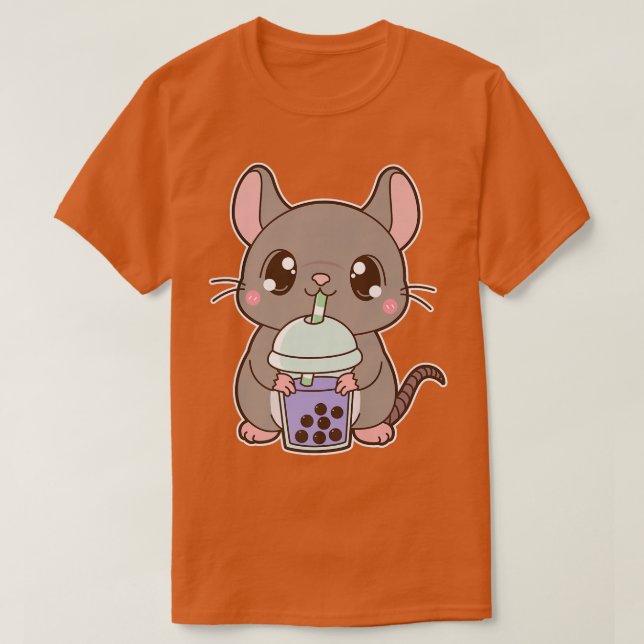 Kawaii Cute Zodiac Boba Rat Taro Bubble Pearl Milk T-Shirt (Design Front)