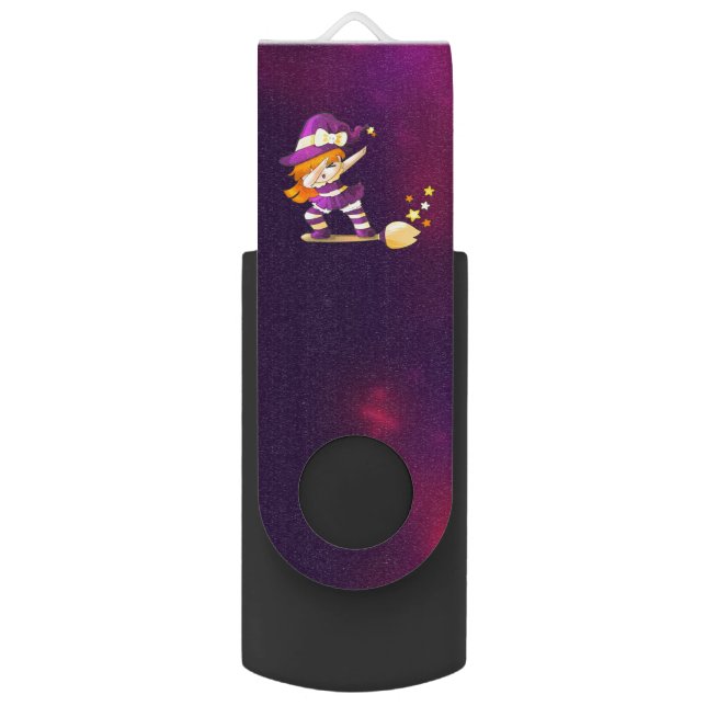 Kawaii Dabbing Witch Flash Drive (Front Vertical)