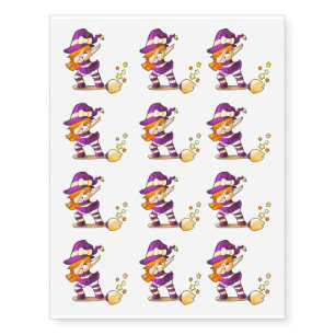 Kawaii Dabbing Witch Temporary Tattoos