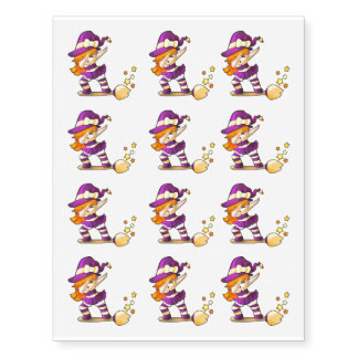 Kawaii Dabbing Witch Temporary Tattoos