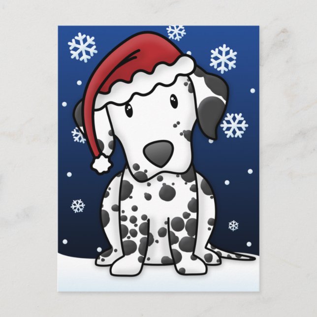 Kawaii Dalmatian Christmas Postcard (Front)