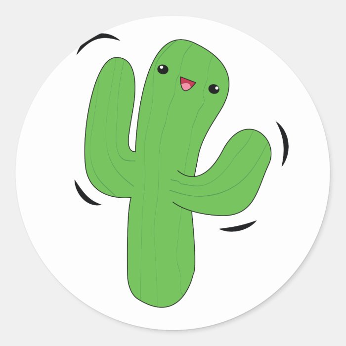 Kawaii dancing cactus sticker.