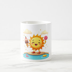Kawaii Dancing Sun Summer Poolside Mug