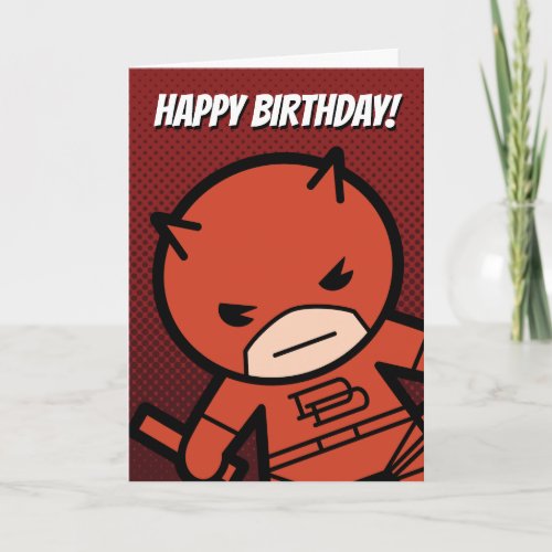 Kawaii Daredevil With Paired Short Sticks Card